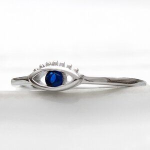 925 Sterling Silver Evil Eye Protection Ring Size 7